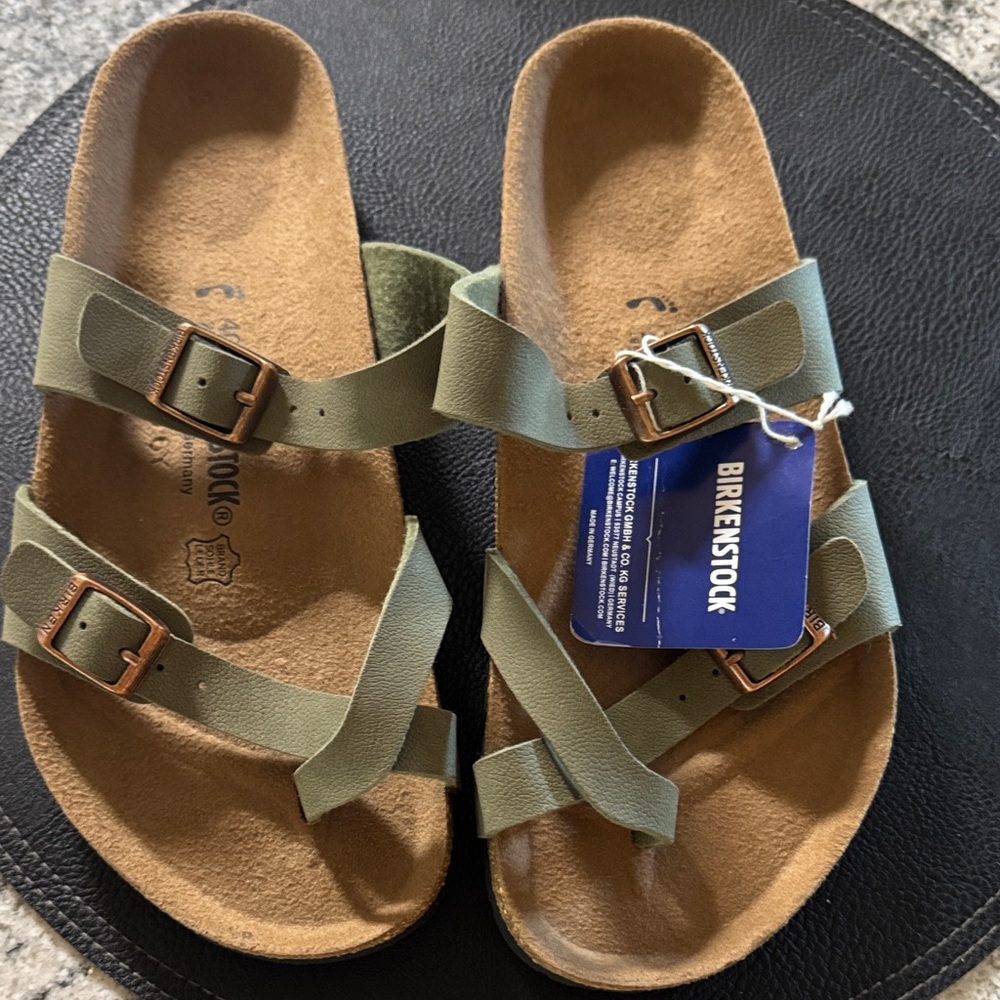 Birkenstock Sage Green Cross-Strap Sandals